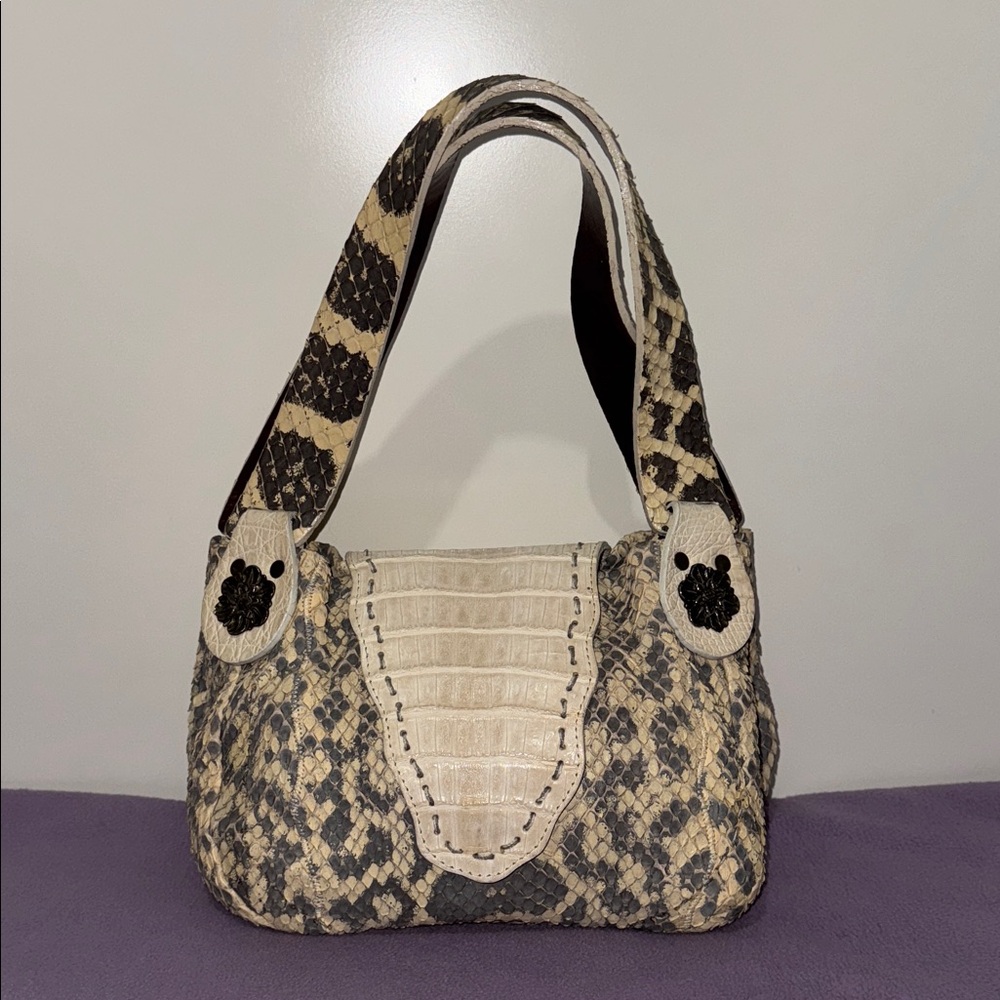 Carlos Falchi Python Luxurious Style Handbag With… - image 1